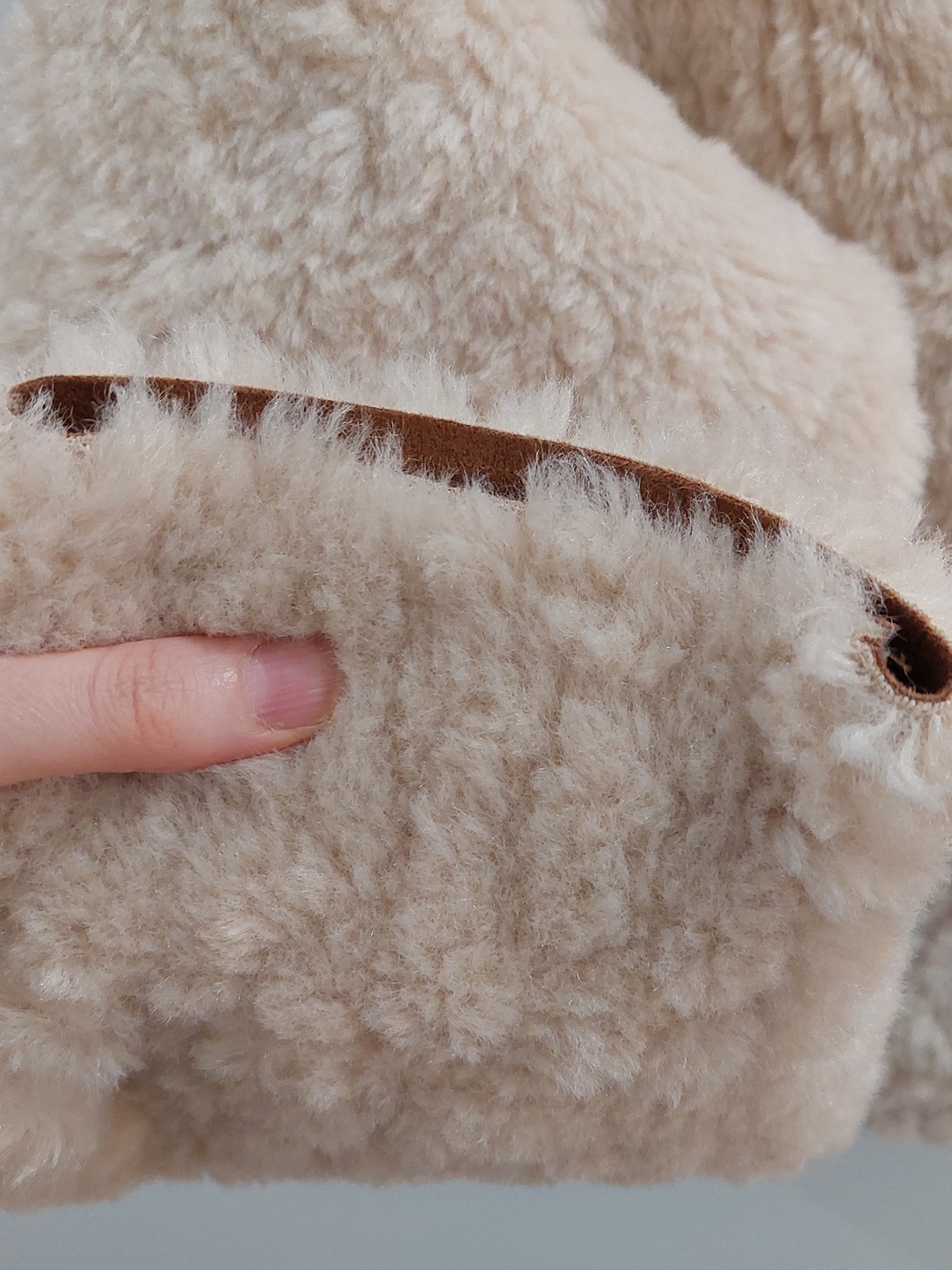 Zara Small Double Faced Cream Teddy Faux Shearling Jacket with Tan Trim - Picture 8 of 16
